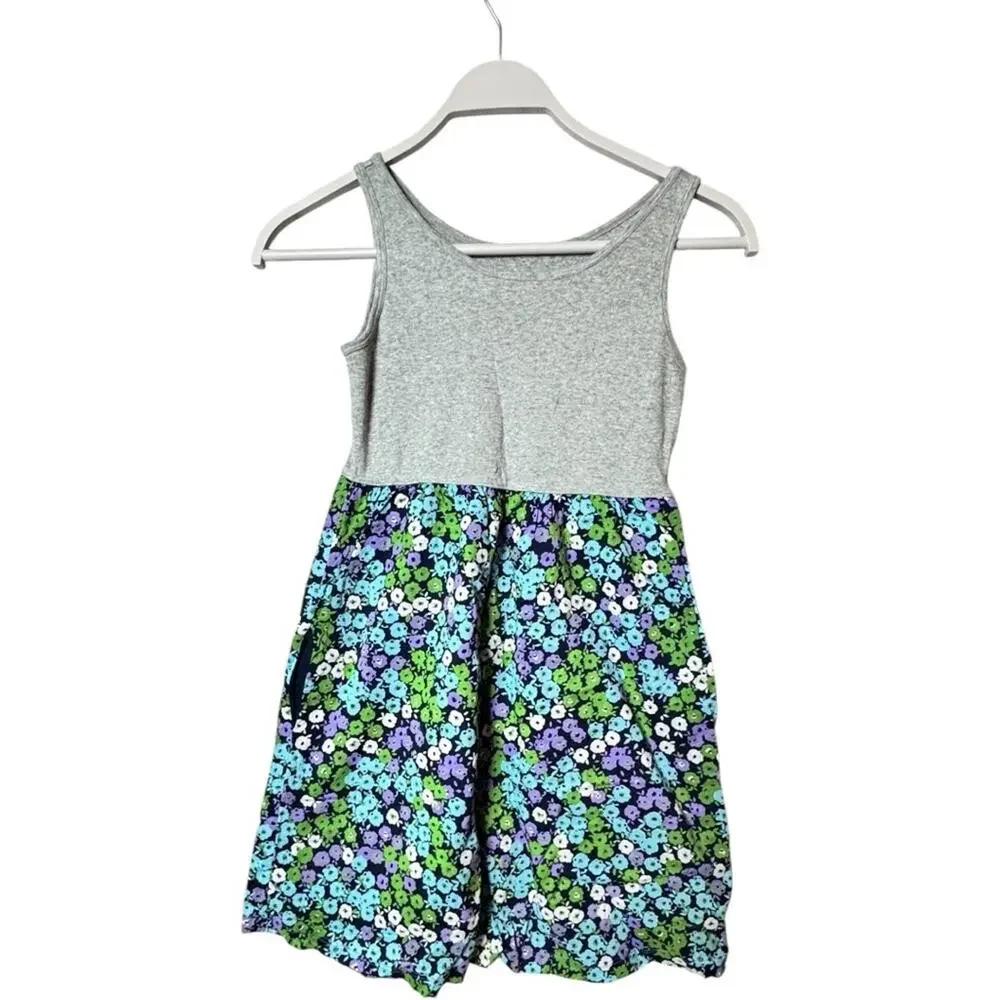 Gap Kids Sleeveless Girl’s Dress in Gray and Floral Pattern Sz L
